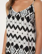 rosa Rochie Negru-Alb din viscoză cu bretele reglabile cu imprimeu geometric Vididia