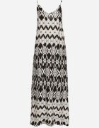 rosa Rochie Negru-Alb din viscoză cu bretele reglabile cu imprimeu geometric Vididia