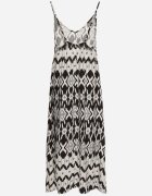 rosa Rochie Negru-Alb din viscoză cu bretele reglabile cu imprimeu geometric Vididia