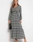 rosa Rochie Negru-Albă Cloș cu elastic în talie Mosho