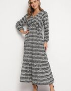 rosa Rochie Negru-Albă Cloș cu elastic în talie Mosho