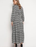 rosa Rochie Negru-Albă Cloș cu elastic în talie Mosho