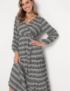 rosa Rochie Negru-Albă Cloș cu elastic în talie Mosho