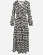 rosa Rochie Negru-Albă Cloș cu elastic în talie Mosho