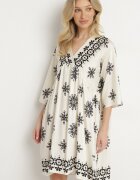 rosa Rochie Negru-Crem în stil Boho cu viscoză Davivara