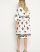 rosa Rochie Negru-Crem în stil Boho cu viscoză Davivara