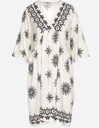 rosa Rochie Negru-Crem în stil Boho cu viscoză Davivara