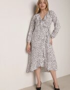 rosa Rochie Petrecută Albă Cu buline Cu volane Kaikiran