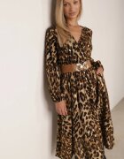 rosa Rochie petrecută Maro cu Vâscoză cu imprimeu leopard cu curea și elastic în talie Annilora