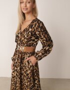 rosa Rochie petrecută Maro cu Vâscoză cu imprimeu leopard cu curea și elastic în talie Annilora