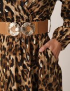 rosa Rochie petrecută Maro cu Vâscoză cu imprimeu leopard cu curea și elastic în talie Annilora