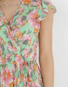 rosa Rochie petrecută verde deschis cu elastic în talie cu imprimeu floral Pive