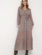 rosa Rochie petrecută Verde-Roșu cu volan și curea legată Luftare