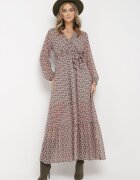 rosa Rochie petrecută Verde-Roșu cu volan și curea legată Luftare