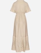 rosa Rochie Plic Bej din Viscoză Decorată cu Franjuri și Broderie Metalică Redeirae