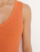 rosa Rochie Portocalie Bodycon din tricot striat ușor cu fir metalic Ithiles