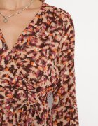 rosa Rochie Portocalie cu Decolteu în Plic și Imprimeu Leopard Conneie