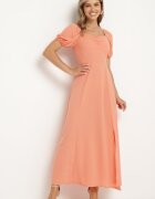 rosa Rochie Portocalie De Cocktail Tip Spaniolă Cu Despicătură Vikita