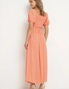rosa Rochie Portocalie De Cocktail Tip Spaniolă Cu Despicătură Vikita