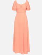 rosa Rochie Portocalie De Cocktail Tip Spaniolă Cu Despicătură Vikita
