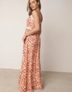 rosa Rochie Portocalie din Bumbac cu bretele subțiri Brodată cu elastic în talie Vikalia