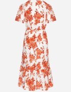rosa Rochie Portocalie din bumbac perforată cu flori cu tiv evazat Florbia