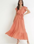 rosa Rochie Portocalie Evazată cu centură legată Nonru