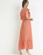 rosa Rochie Portocalie Evazată cu centură legată Nonru