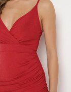 rosa Rochie Roșie Cambrată Maxi cu bretele Ravella