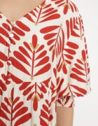rosa Rochie Roșie Cloș cu Vâscoză cu Motiv Floral Loredia