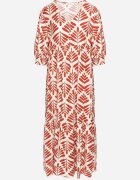 rosa Rochie Roșie Cloș cu Vâscoză cu Motiv Floral Loredia