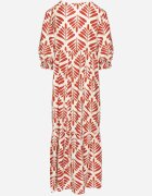rosa Rochie Roșie Cloș cu Vâscoză cu Motiv Floral Loredia