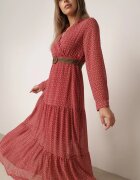 rosa Rochie roșie cu curea Demusa