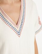 rosa Rochie Roșie de Bumbac cu Croială Dreaptă Decorată cu Broderii Tirkio