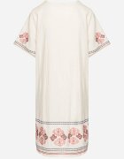rosa Rochie Roșie de Bumbac cu Croială Dreaptă Decorată cu Broderii Tirkio