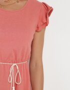 rosa Rochie Roșie Din Bumbac Cloș cu elastic în talie și volane Ashvi