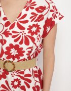 rosa Rochie Roșie din viscoză cu croi evazat cu curea decorativă cu cataramă Zarolena