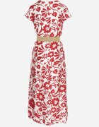 rosa Rochie Roșie din viscoză cu croi evazat cu curea decorativă cu cataramă Zarolena