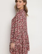 rosa Rochie Roșie Evazată Mini cu Volan Naike