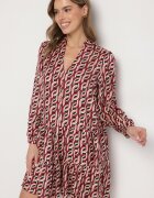 rosa Rochie Roșie Evazată Mini cu Volan Naike