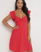 rosa Rochie roșie mini din bumbac cu decupaj la decolteu Miauri