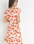 rosa Rochie Roșie Petrecută cu Elastic în Talie Mubill