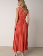 rosa Rochie Roșie Plisată Maxi cu elastic în talie și curea din material Biak