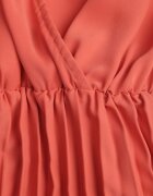 rosa Rochie Roșie Plisată Maxi cu elastic în talie și curea din material Biak