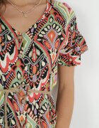 rosa Rochie Roșu-Verde Maxi cu nasturi și șnur Phebia