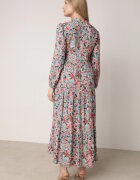rosa Rochie Roz-Albastră cu Partea de Sus închisă cu nasturi Florală Barbeira