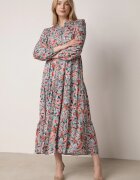 rosa Rochie Roz-Albastră cu Partea de Sus închisă cu nasturi Florală Barbeira