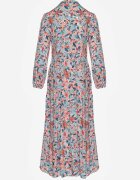 rosa Rochie Roz-Albastră cu Partea de Sus închisă cu nasturi Florală Barbeira