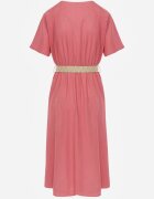rosa Rochie Roz închis din bumbac Midi cu elastic în talie și curea cu cataramă Daylia