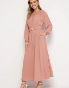 rosa Rochie Roz închis Lejeră Maxi cu nasturi și curea cu cataramă decorativă Liriti